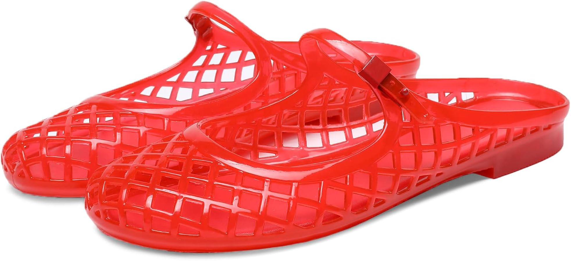 Clear Jelly Slide Sandals for Women Slip On Closed Round Toe Mesh Hollow Flat Mary Jane Mules Bea... | Amazon (US)