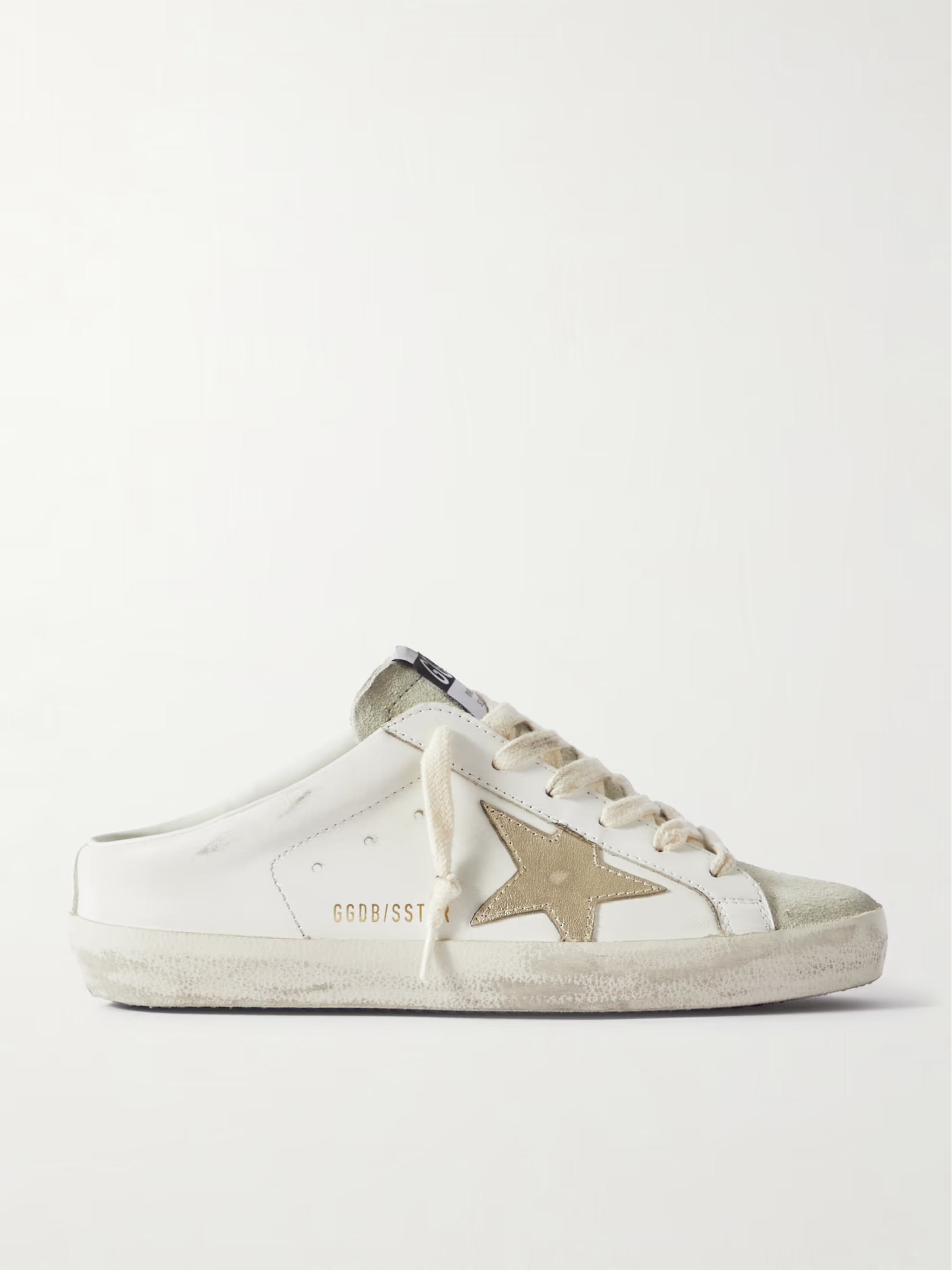 Super-Star Sabot distressed suede-trimmed leather slip-on sneakers | NET-A-PORTER (US)