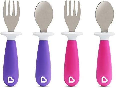 Munchkin Raise 4 Count Toddler Fork and Spoon, Pink/Purple, 12+ | Amazon (US)