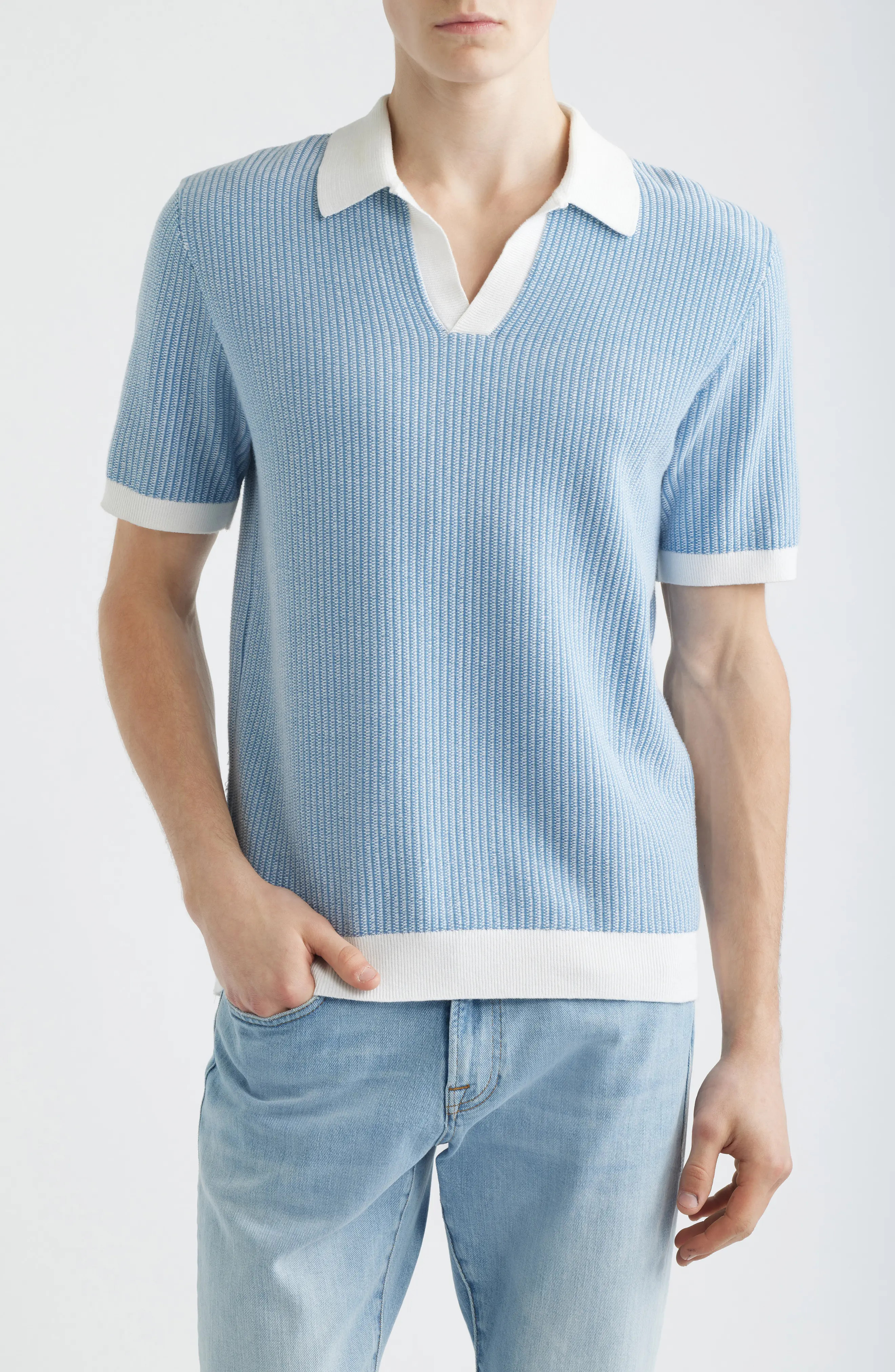 Johnny Collar Tuck Stitch Polo (Men) | Nordstrom | Nordstrom