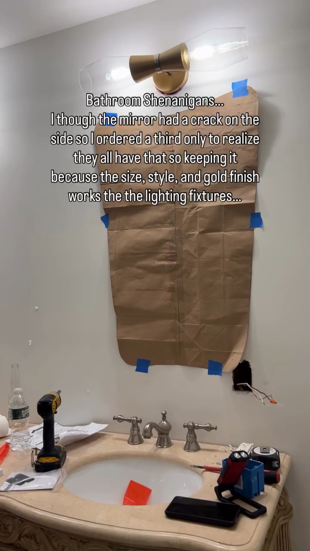 Dreaming of the day this bathroom remodel is done!!

I didn’t realize the crack on the mirror frame was a thing but I saw the saw thing on mirrors at @homegoods 

The price is right on them and the size is perfect so keeping them. 

I can’t tell you how many returns I’ve been making 😂 

#bathroomremodels #bathroomremodel #bathroommakeover #bathroomlighting #masterbath #masterbathroom #primarybath #viralreeĺ #viralvideos #couplecomedy

#LTKstorytime #LTKHome #LTKdayinmylife