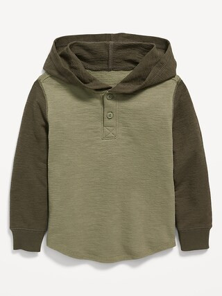 Unisex Color-Blocked Thermal-Knit Henley Hoodie for Toddler | Old Navy (US)