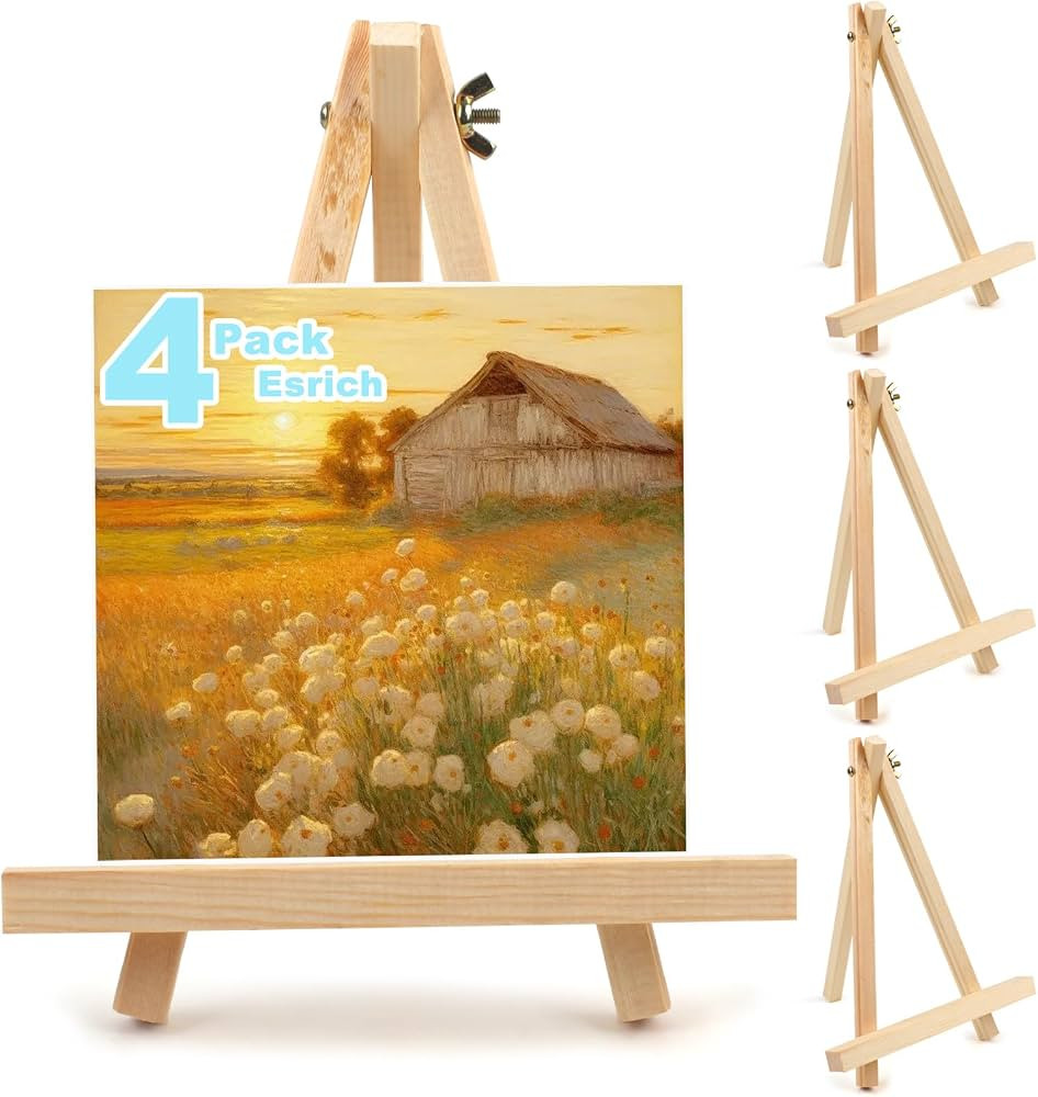 4PCS 9 Inch Wood Easels, Tripod, Painting Party Easel, Kids Student Tabletop Easels for Painting,... | Amazon (US)