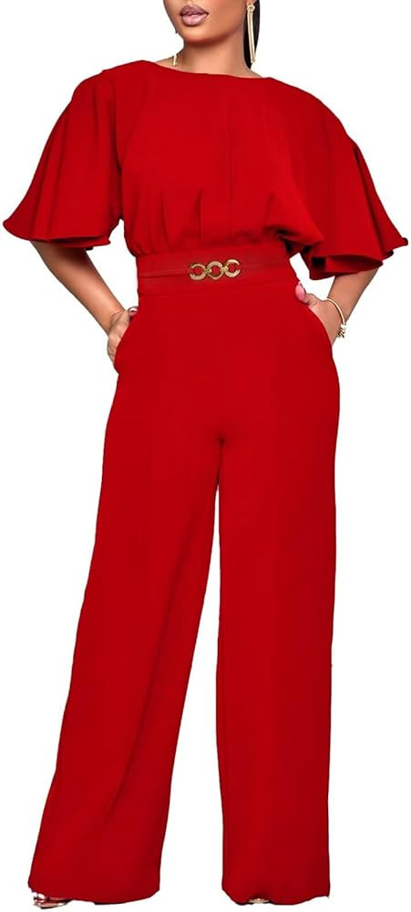 acelyn Elegant Jumpsuit Plus Size Wide Leg Pant Suit | Amazon (US)