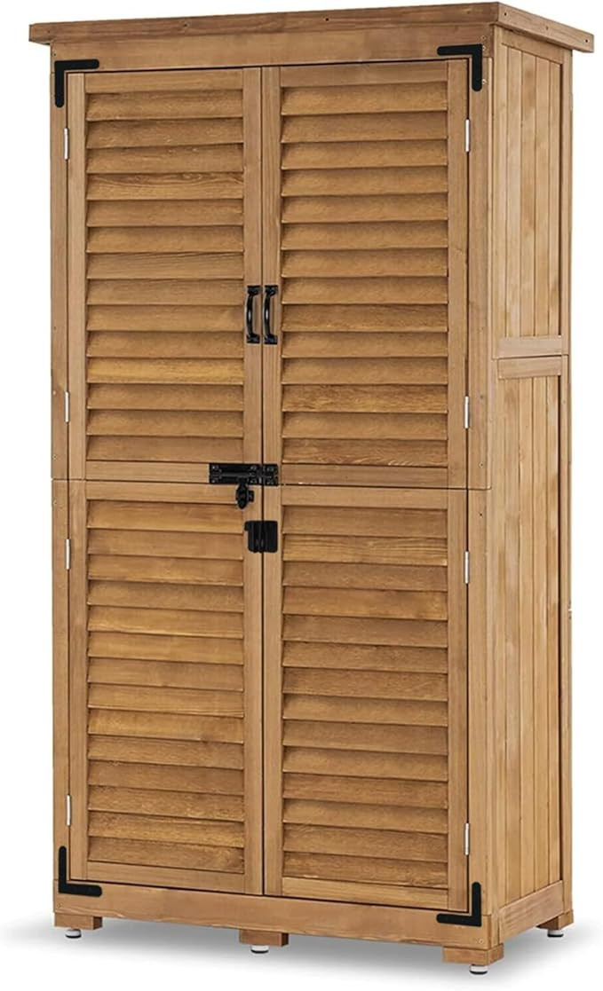 MCombo Outdoor Storage Cabinet, Garden Storage Shed, Outside Vertical Shed with Lockers, Outdoor ... | Amazon (US)