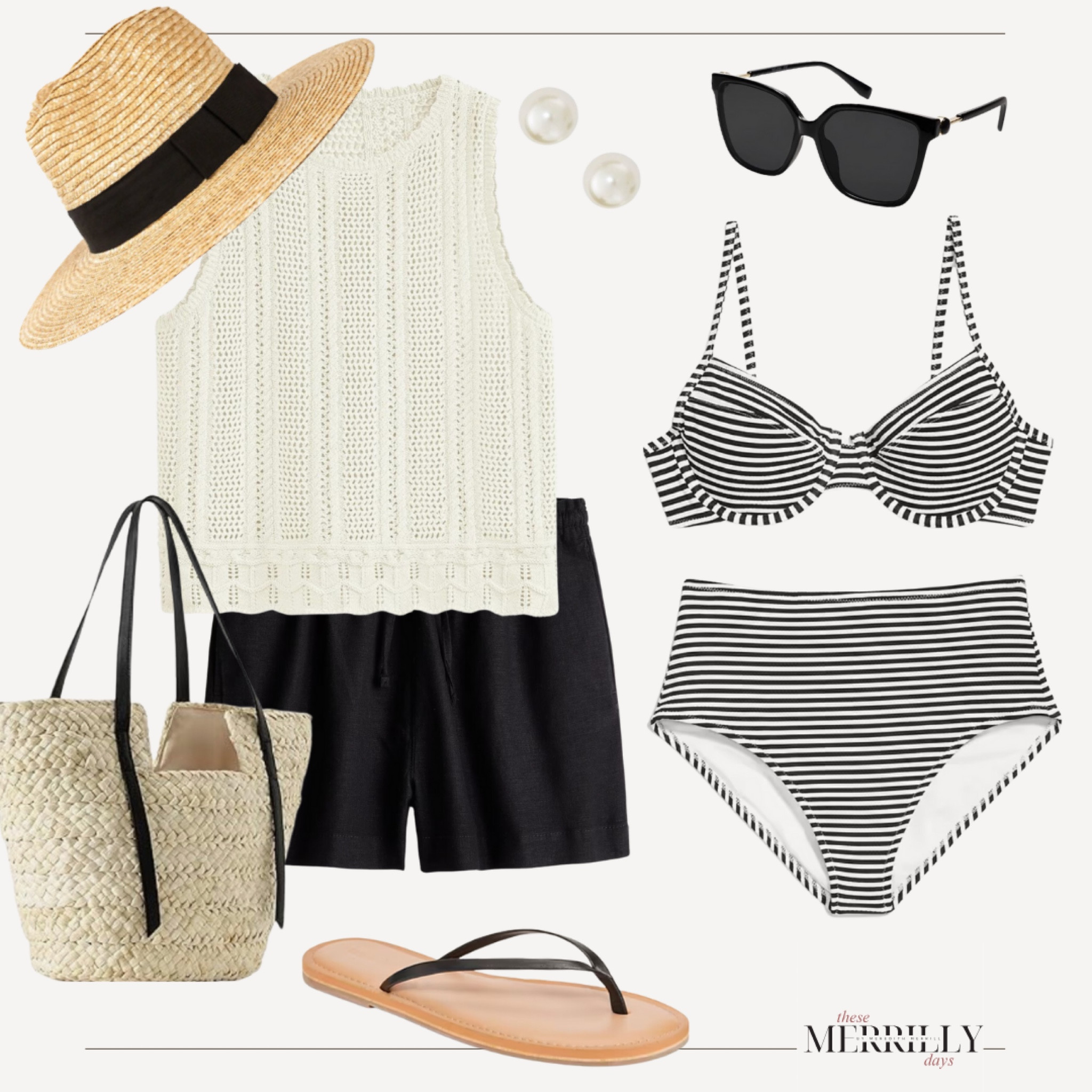 Black and white spring break look / bikini / summer / spring break / straw hat / linen shorts 

#LTKItBag #LTKTravel #LTKSwim