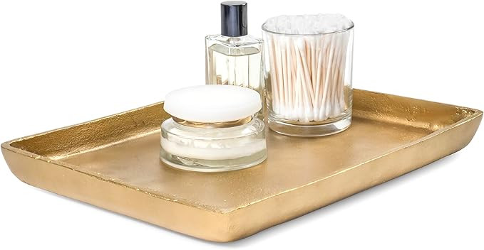 Red Co. 12” x 9” Large Decorative Rectangular Textured Metal Centerpiece Serving Tray, Antiqu... | Amazon (US)