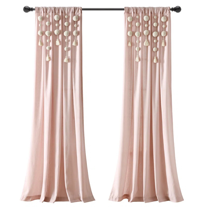 Tassel Window Solid Cotton Blend Semi-Sheer Rod Pocket Single Curtain Panel | Wayfair North America