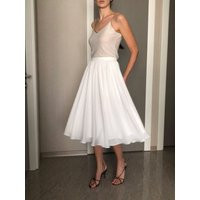 Crepe Chiffon Skirt, Underlined With 100%cotton, White Midi Skirt, Wedding Skirt, Bridesmaid Flowy B | Etsy (US)