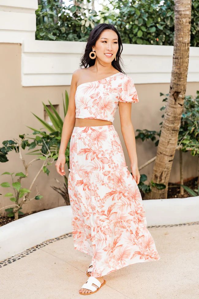 Summertime Blooms Orange Floral Maxi Skirt | The Pink Lily Boutique