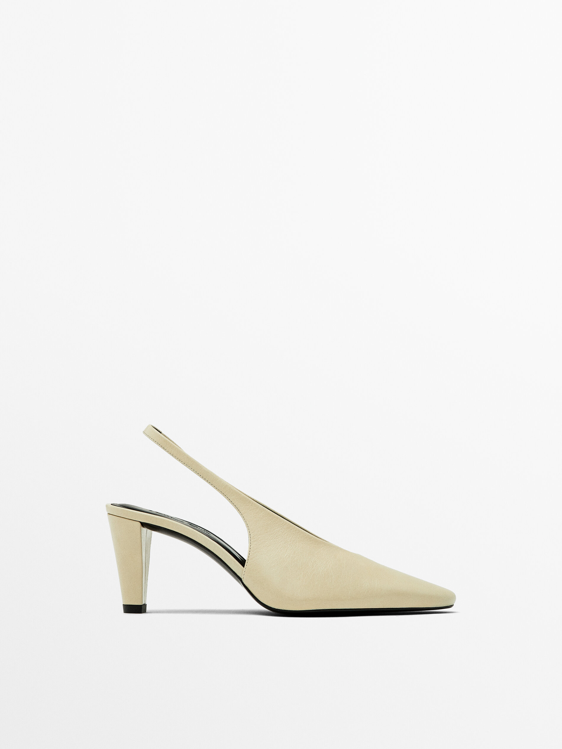 Leather round toe slingback shoes | Massimo Dutti US