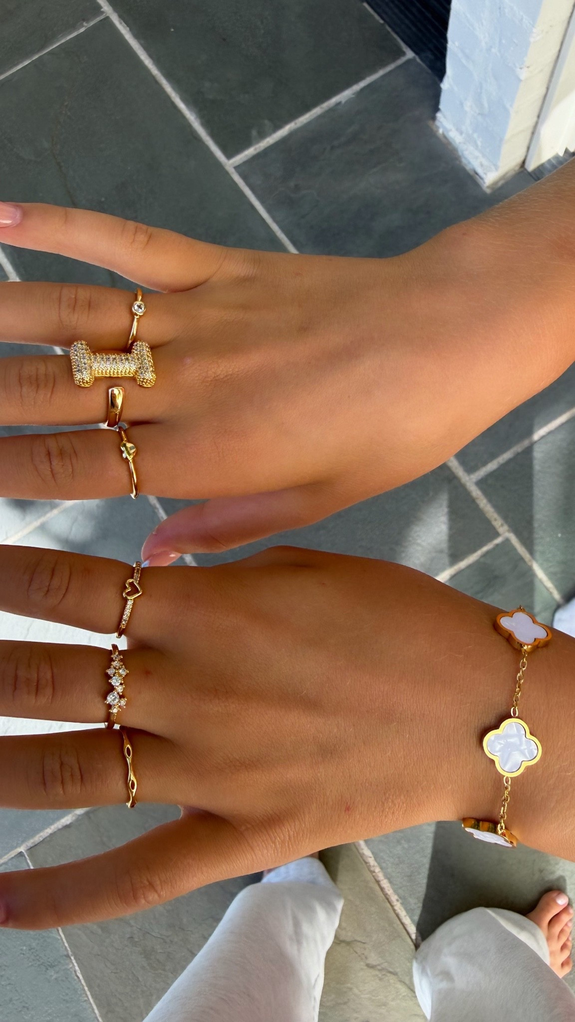 My tweens jewelry combo. Wears size 5 in rings