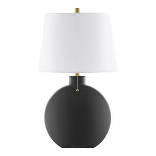 Hampton Bay Wimbee 26.5 in. Ceramic Black Indoor Table Lamp with White Fabric Shade HD-2167-BK - ... | The Home Depot