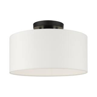 Meridian 1 Light Black Semi Flush Mount | The Home Depot