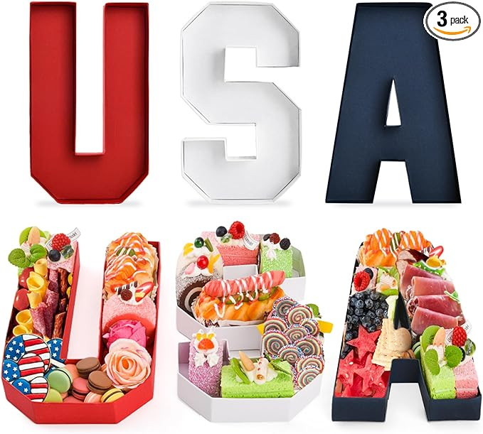 USA Set Cardboard Letter for Charcuterie Red White Blue Patriotic Fillable Tray Charcuterie Paper... | Amazon (US)