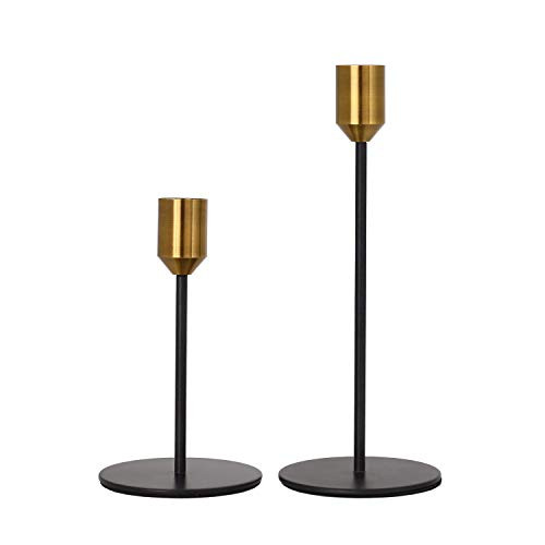 BWRMHME Brass Gold Black Taper Candlestick Holders Wedding Decoration Skinny Candle Holders For Holi | Amazon (US)