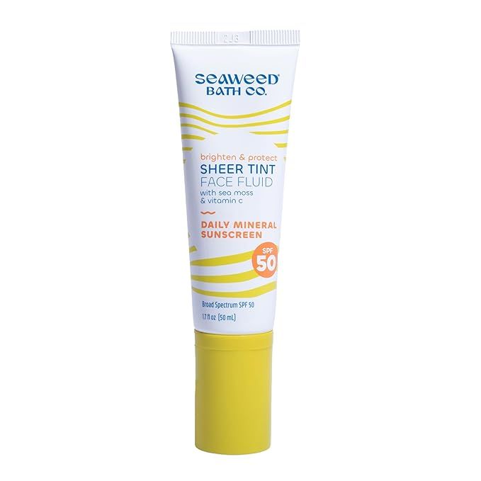 Seaweed Bath Co. Brighten & Protect Sheer Tint Face Fluid SPF 50 Zinc Oxide Sunscreen Lotion, 1.7... | Amazon (US)