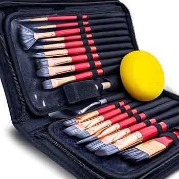 Transon Art Paint Brush Kit 16 Paint Brushes with Foam Brush Sponge Spatula and Brush Case for Oi... | Amazon (US)