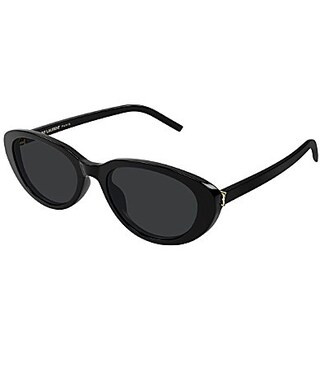 Yves Saint Laurent Women's Monogram Hinge 55mm Oval Sunglasses - Shiny Solid Black | Dillard's
