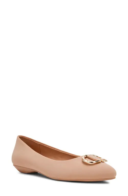 Anne Klein Oswego Pointed Toe Flat in Beige Stretch at Nordstrom, Size 7.5 | Nordstrom