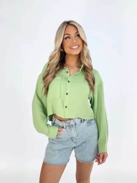 Lime Button Down Shirt | Lane 201 Boutique