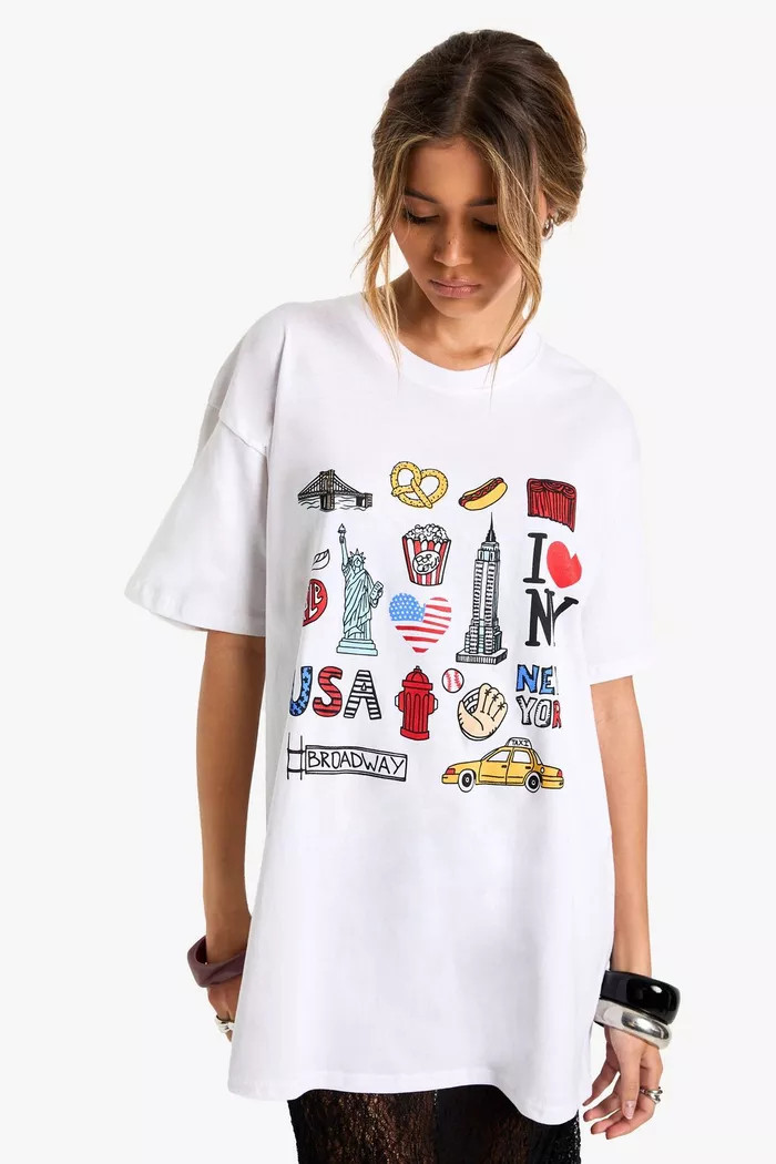 NYC Collage Oversized T-shirt | Boohoo.com (UK & IE)