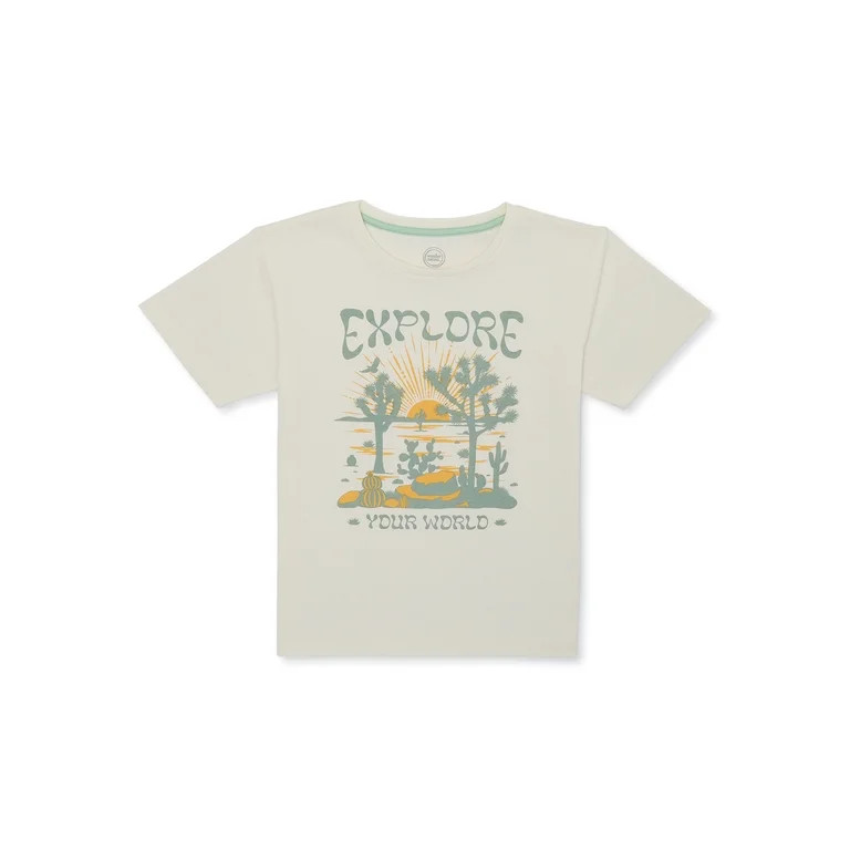 Wonder Nation Girls Boxy Graphic Tee, Sizes 4-18 | Walmart (US)