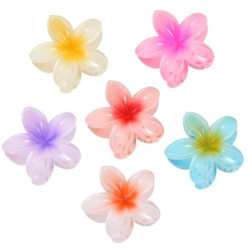 Hawaiian Flower Hair Claw Clips - Large Flower Hair Clips for Thin/Thick Hair - Strong Hold Nonslip - Hair Accessories for Women Girls 6pcs | Amazon (US)