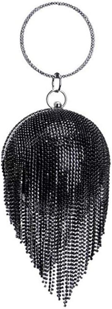 Womans Round Ball Clutch Handbag Dazzling Full Rhinestone Tassel Ring Handle Purse Evening Bag We... | Amazon (US)
