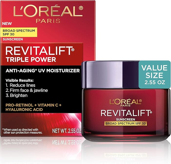 L'Oreal Paris Revitalift Triple Power Face and Neck Moisturizer, Anti Aging Face Cream with Broad... | Amazon (US)