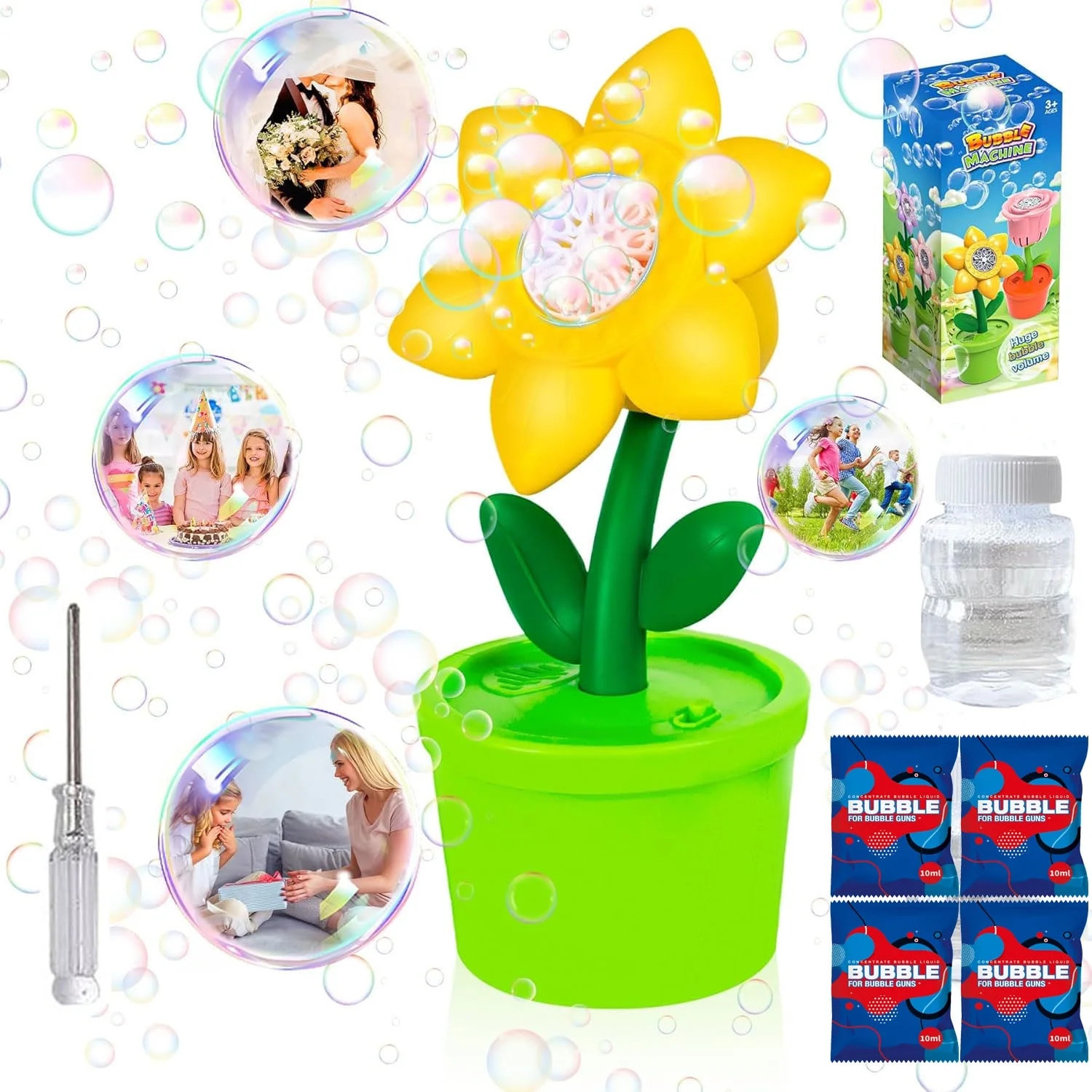 Bubble Machine with Light for Kids,20000+ Bubbles Per Minute Automatic Flower Bubble Maker for To... | Walmart (US)