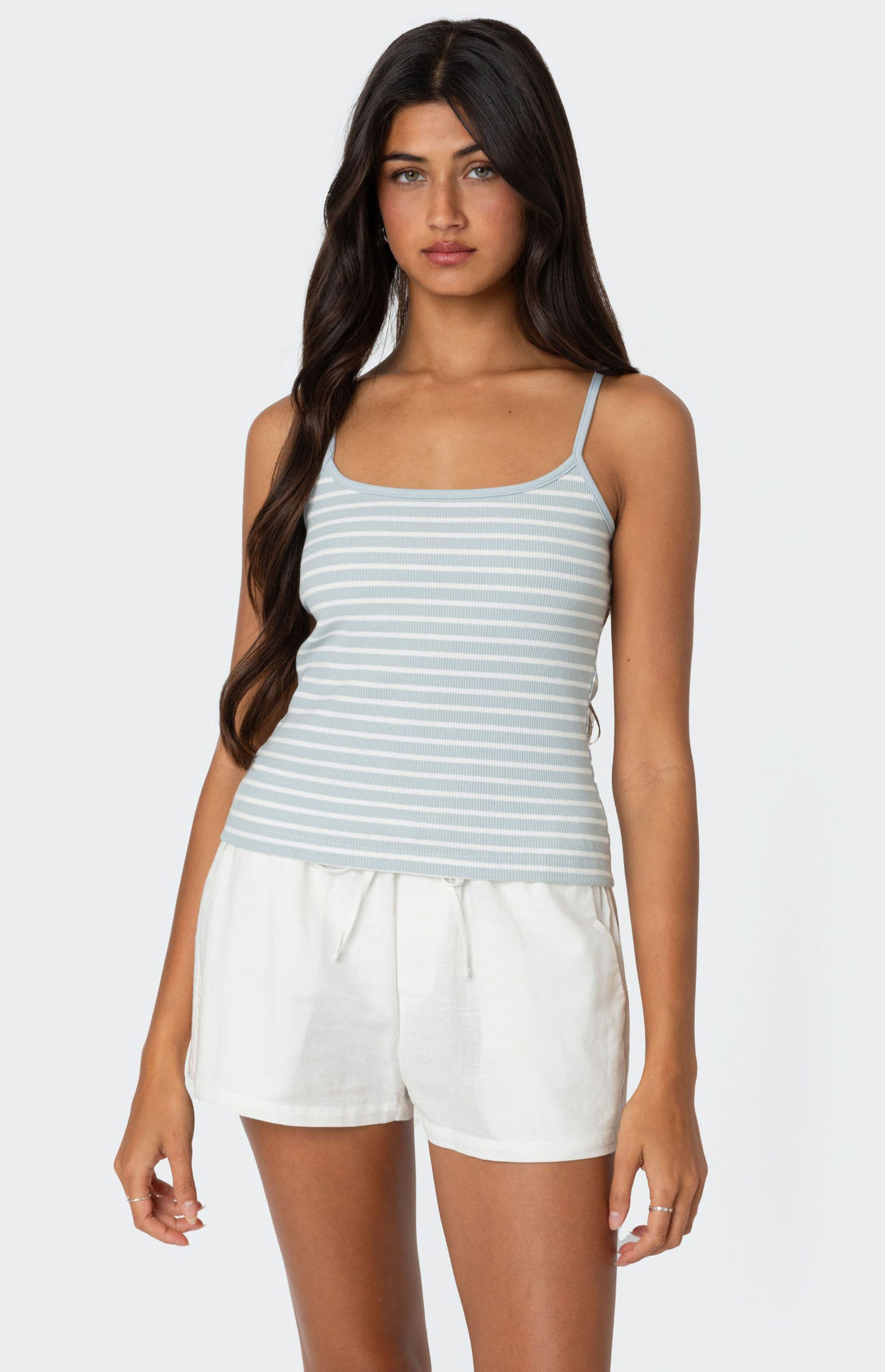 Edikted Gretta Striped Ribbed Tank Top | PacSun