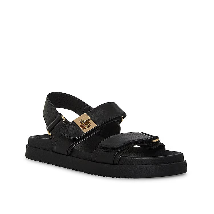 Steve Madden Mona Sandal | Women's | Black Leather | Size 9.5 | Sandals | DSW