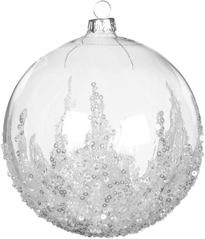 Clear Bead Sequined 5 Inch Glass Hanging Christmas Ball Ornament (1) | Amazon (US)
