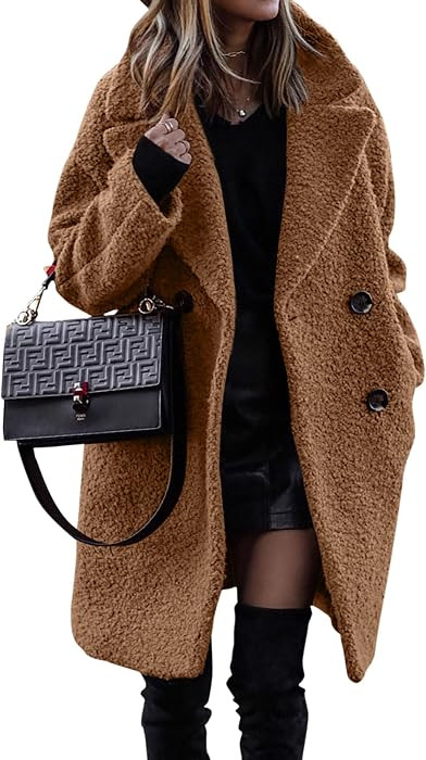 BTFBM Women Faux Fur Coats Lapel Fleece Sherpa Jackets | Amazon (US)