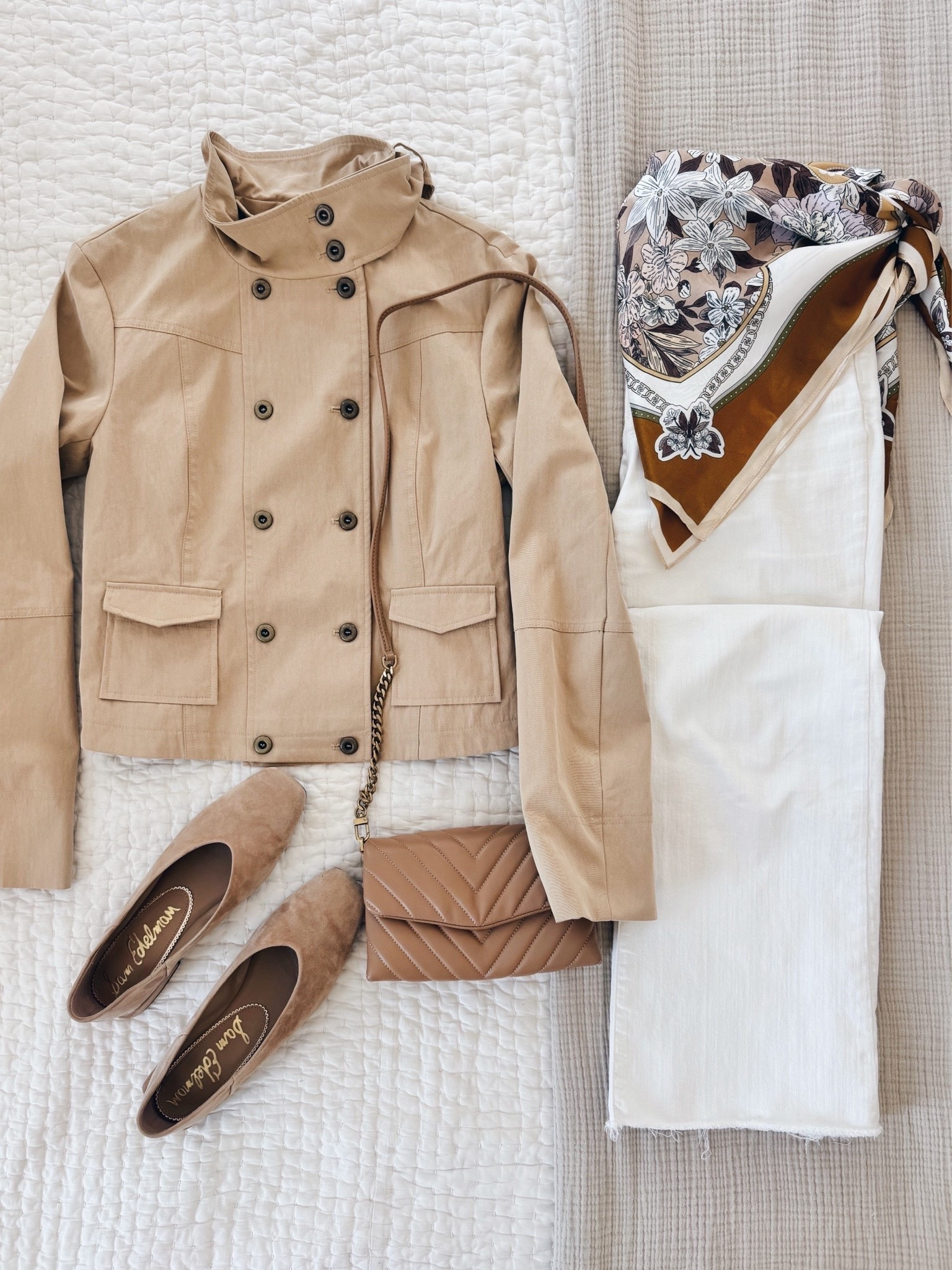 Fall transition outfit.  White jeans on sale through today.  I have size 27 tall. Shoes true to size. Size up if between on the jacket.

#LTKTall #LTKSaleAlert #LTKOver40