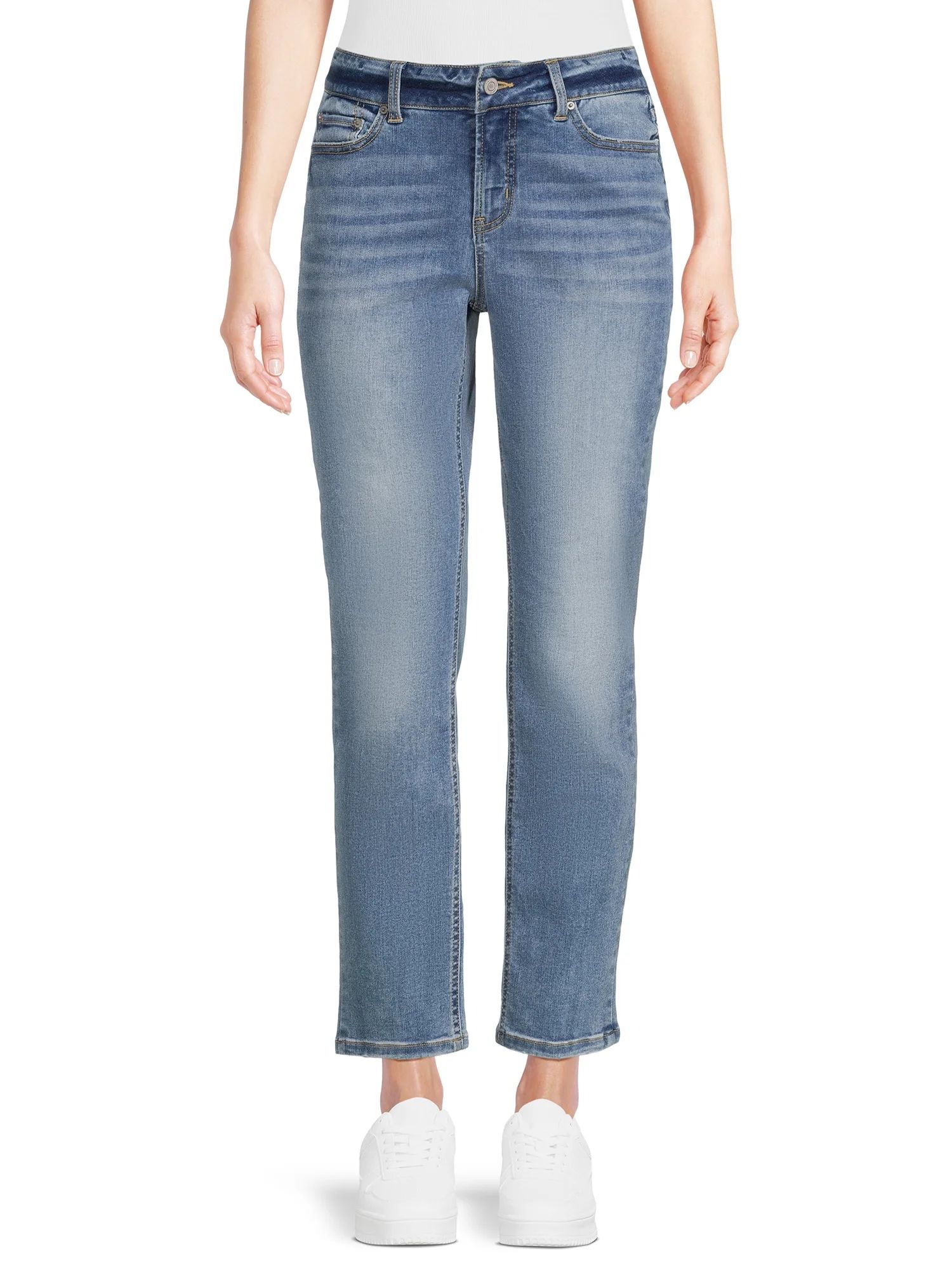 Time and Tru Women’s Mid Rise Straight Jeans, 29" Inseam for Regular, Sizes 2-18 | Walmart (US)