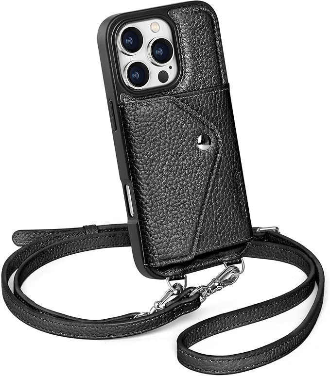 LUCKYCOIN Crossbody Wallet Phone Case for iPhone 16 Pro,100% Genuine Leather Phone Case with Expa... | Amazon (US)