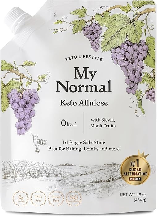 My Normal Keto Powdered Allulose 16oz - 99.8% Allulose, Monk Fruit & Stevia Blend - 1:1 Sugar Sub... | Amazon (US)