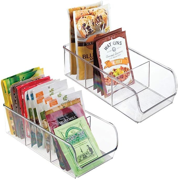 mDesign Plastic Food Packet Kitchen Storage Organizer Bin Caddy - Holds Spice Pouches, Dressing M... | Amazon (US)