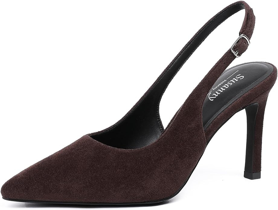 Susanny Women's Slingback High Heels Stiletto Pointed Closed Toe Kitten Sexy Heeled Pumps Ankle S... | Amazon (US)