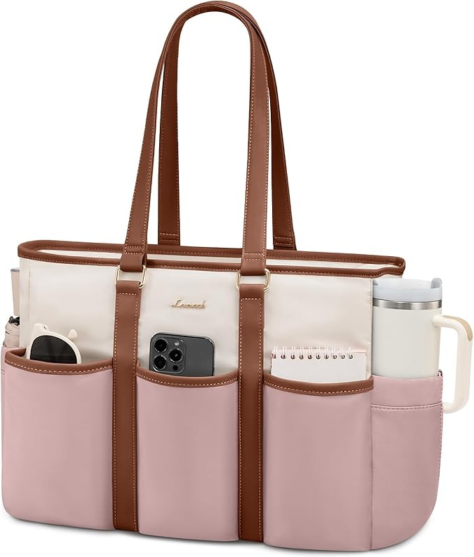 LOVEVOOK Tote Bag for Women Work With Large Cup Holder, 15.6 Inch Laptop Bag, Utility Everything ... | Amazon (US)