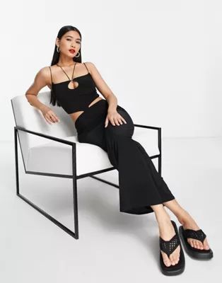 ASOS DESIGN strappy maxi dress with low rise skirt in black | ASOS (Global)