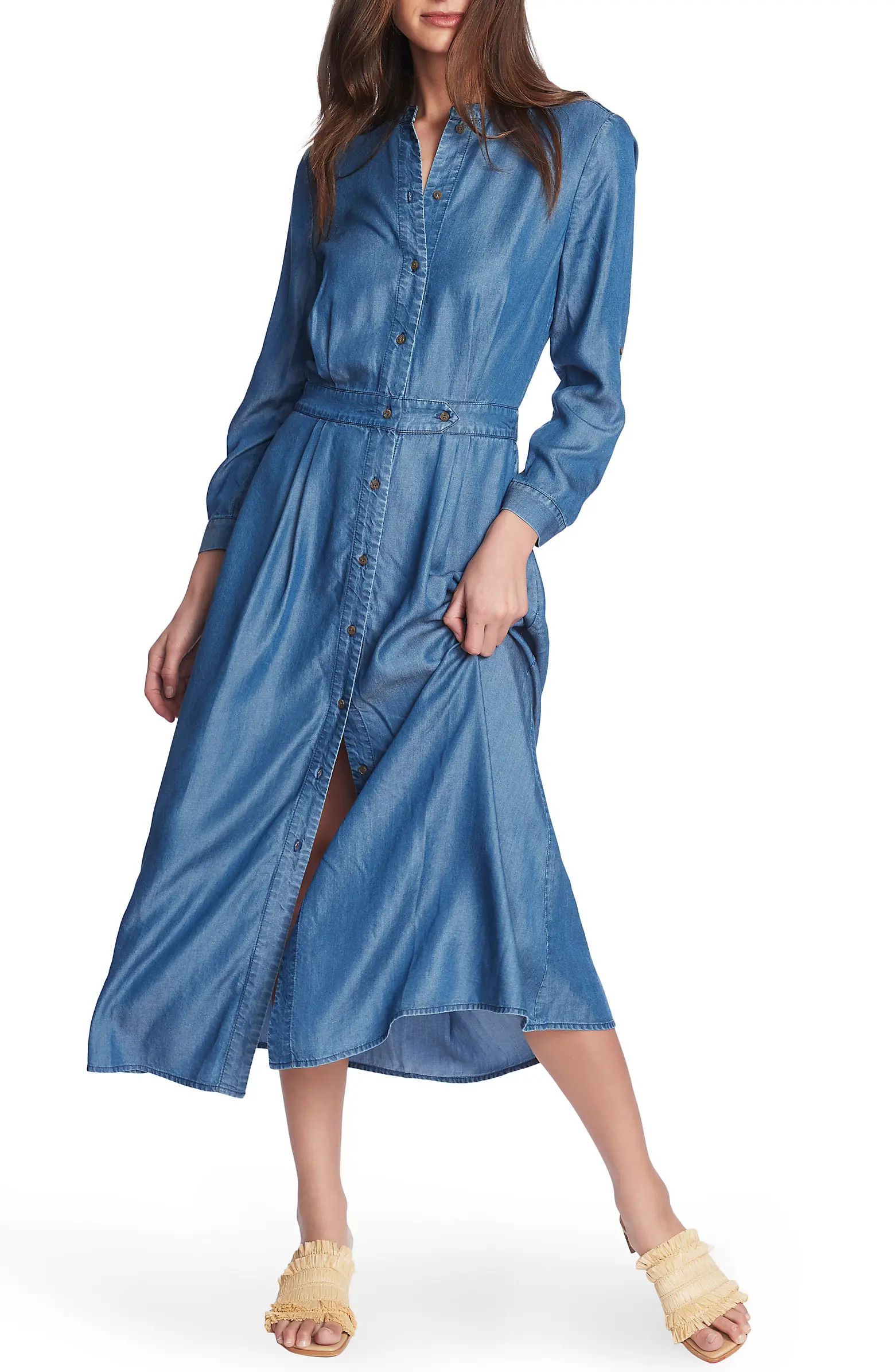 Long Sleeve Denim Midi Shirtdress | Nordstrom