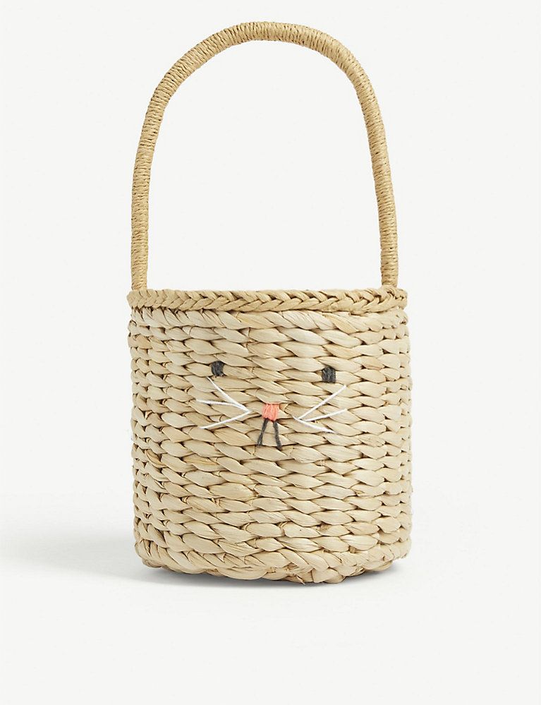 MERI MERI Gingham bunny straw basket bag | Selfridges