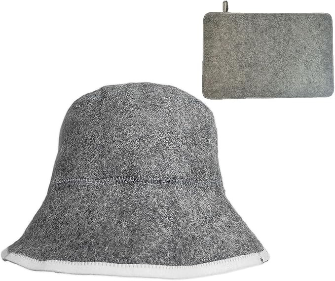 Premium Sauna Hat with Free Mat,Wool Sauna Hat for Women and Men,Sauna Cap Protects Hair from Ove... | Amazon (US)