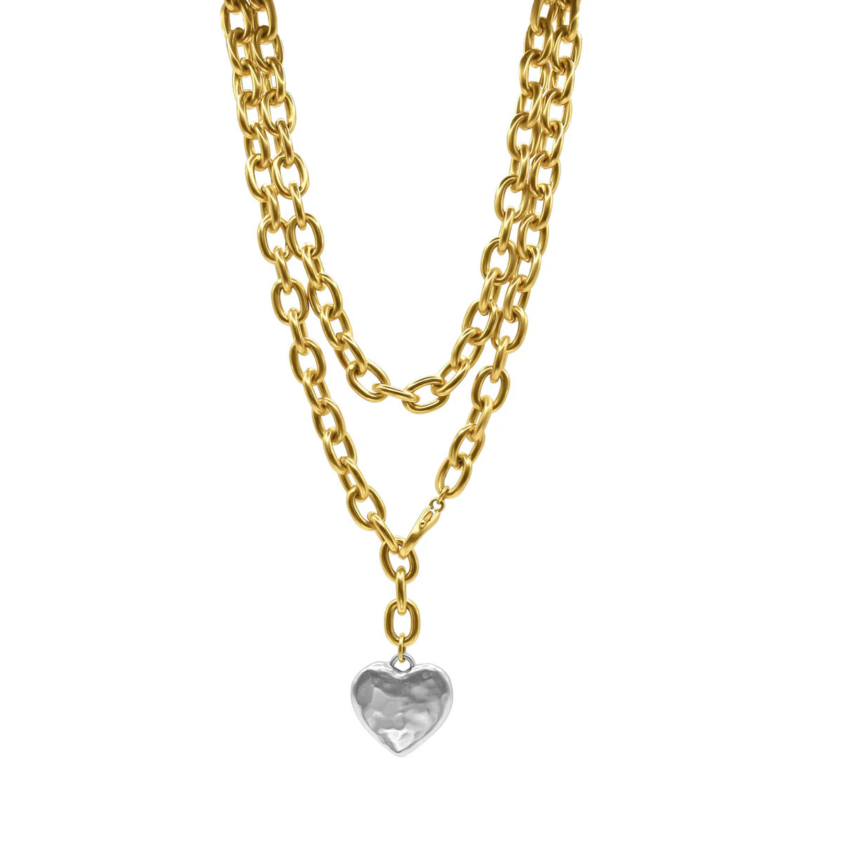 Monroe - Layered Two-Tone Heart Charm Necklace | Bowood Lane