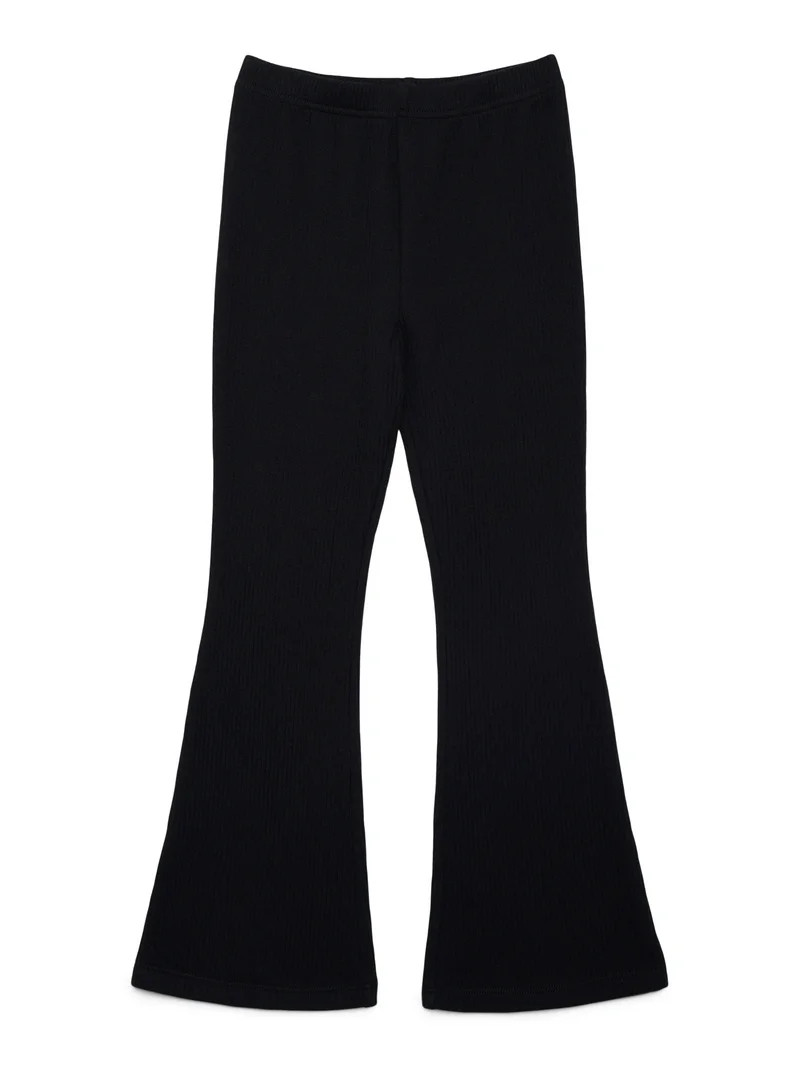 Wonder Nation Girls Ribbed Velboa Flare Leggings, Sizes 4-10 | Walmart (US)