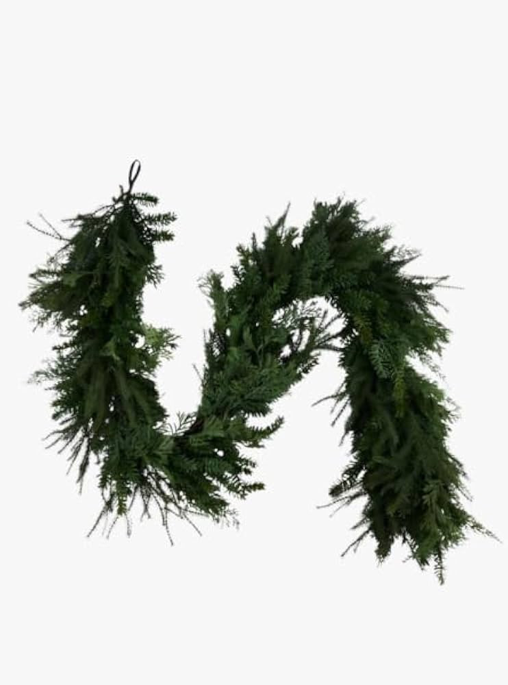 Grand Luxe Mixed Pine and Juniper Garland with Decorative Bow Ornament, Artificial Holiday Greene... | Amazon (US)