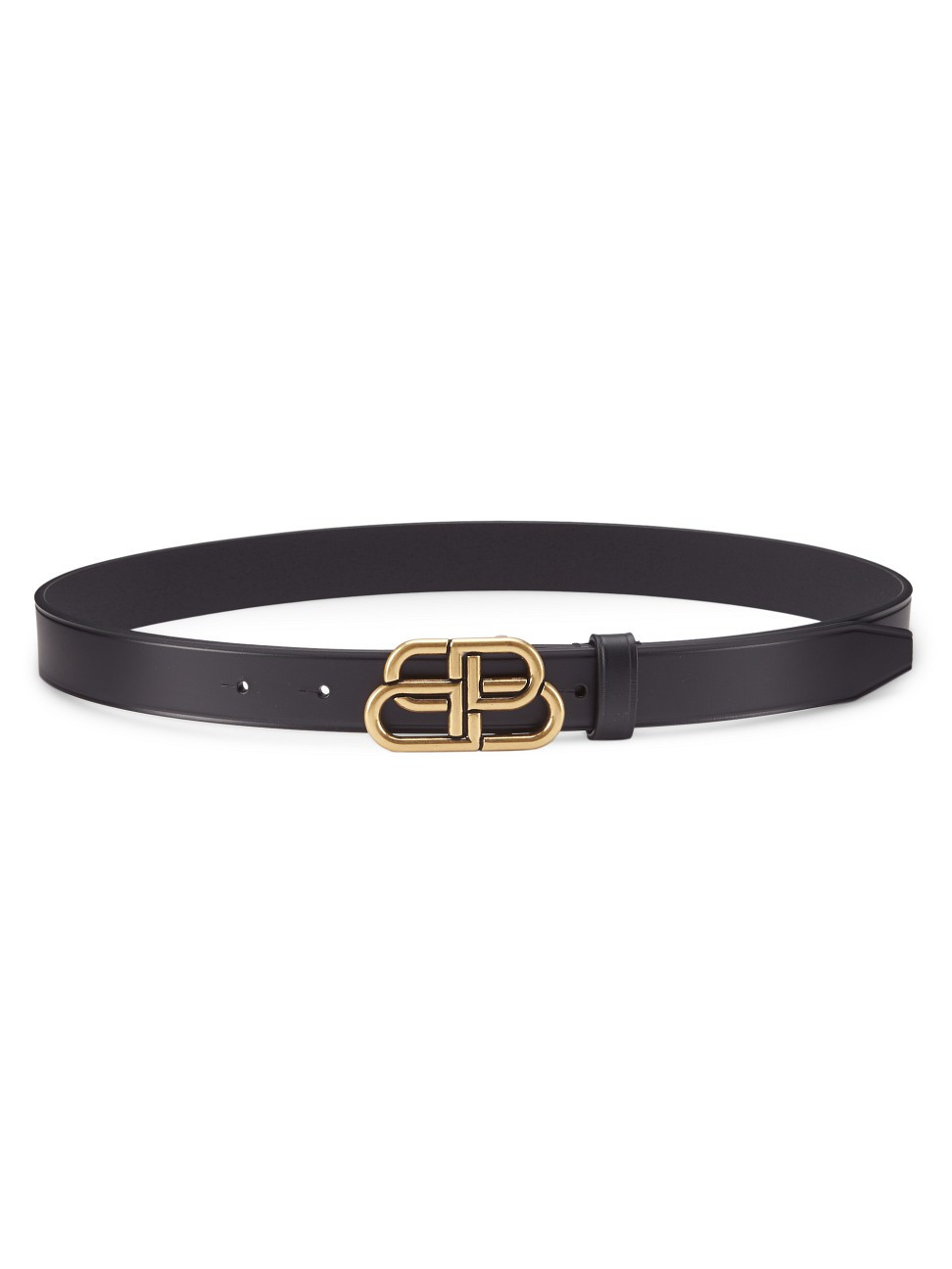 Balenciaga Women's BB Leather Belt - Noir - Size XS | Saks Fifth Avenue